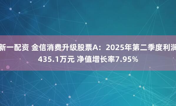 新一配资 金信消费升级股票A：2025年第二季度利润435.1万元 净值增长率7.95%