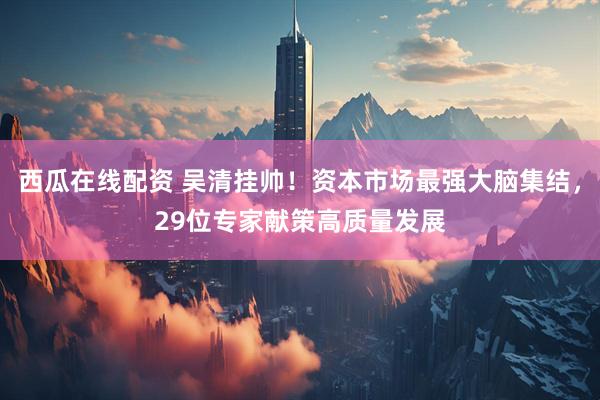 西瓜在线配资 吴清挂帅！资本市场最强大脑集结，29位专家献策高质量发展